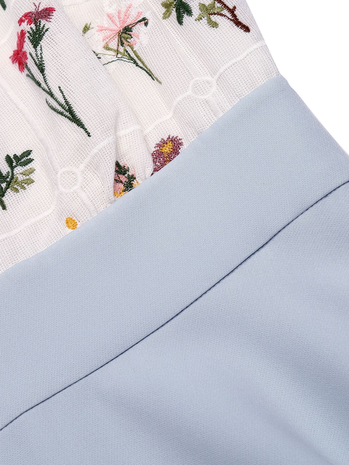 2PCS Blue 1950s Embroidery Pockets Dress & Bow Polka Dot Dress - Image 8