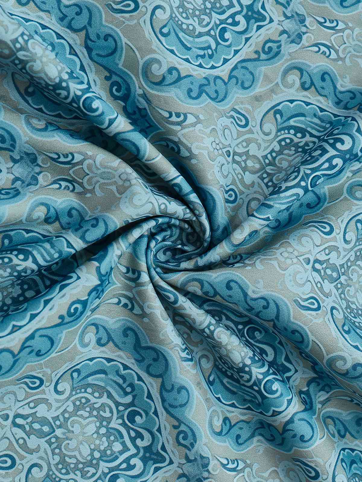 2PCS Blue 1950s Flannelette Floral Dress & Satin Apron - Image 5