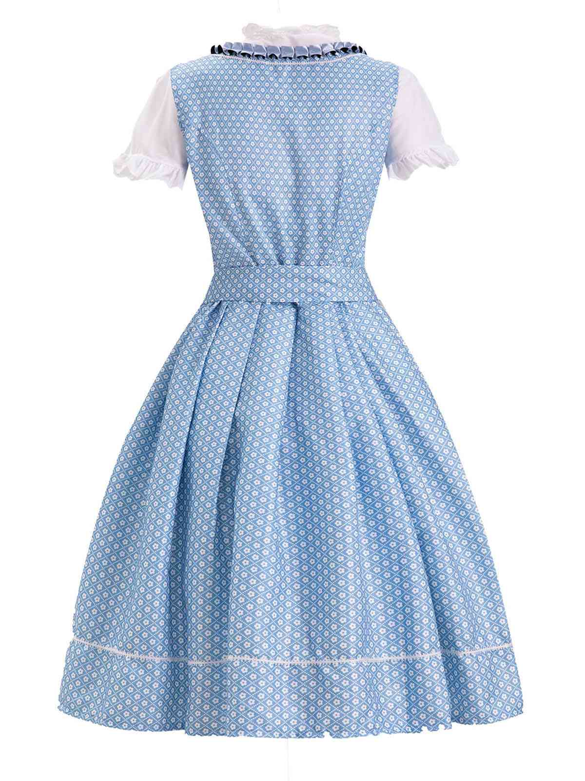Blue 1950s Oktoberfest Lace Patchwork Dress Set - Image 3