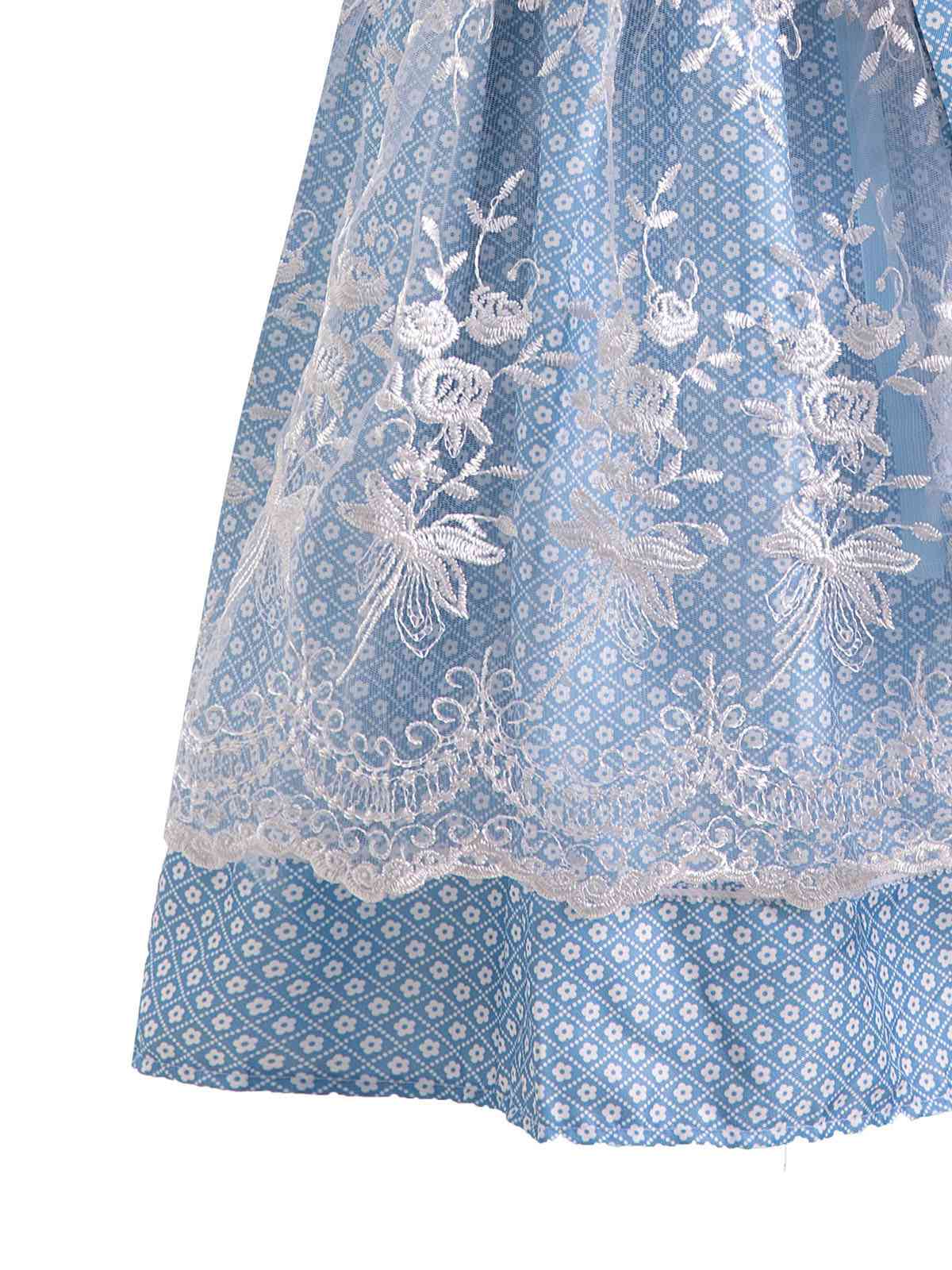 Blue 1950s Oktoberfest Lace Patchwork Dress Set - Image 4