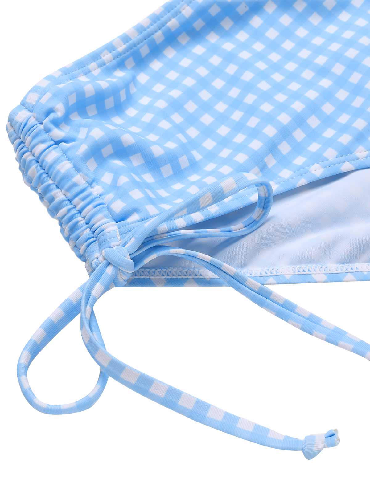 2PCS Blue 1950s Plaids Swimsuit & Mesh Cover-Up - Image 7