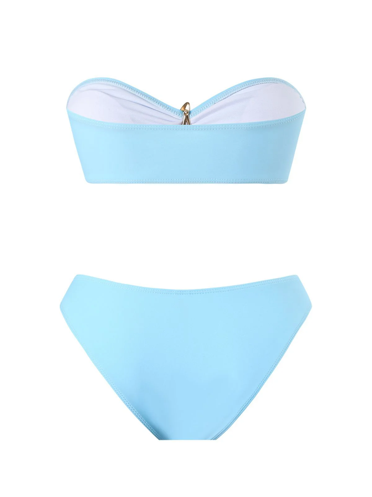 2PCS Blue 1950s Solid Starfish Bandeau Bikini Set & Cover Up - Image 4