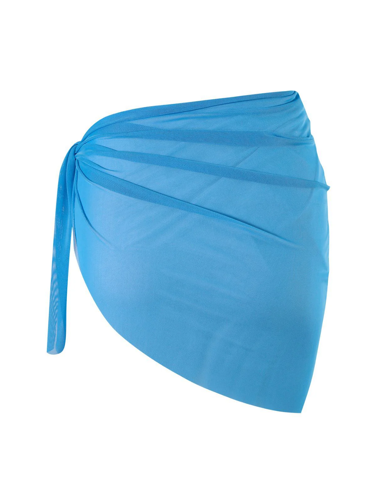 2PCS Blue 1950s Solid Starfish Bandeau Bikini Set & Cover Up - Image 6
