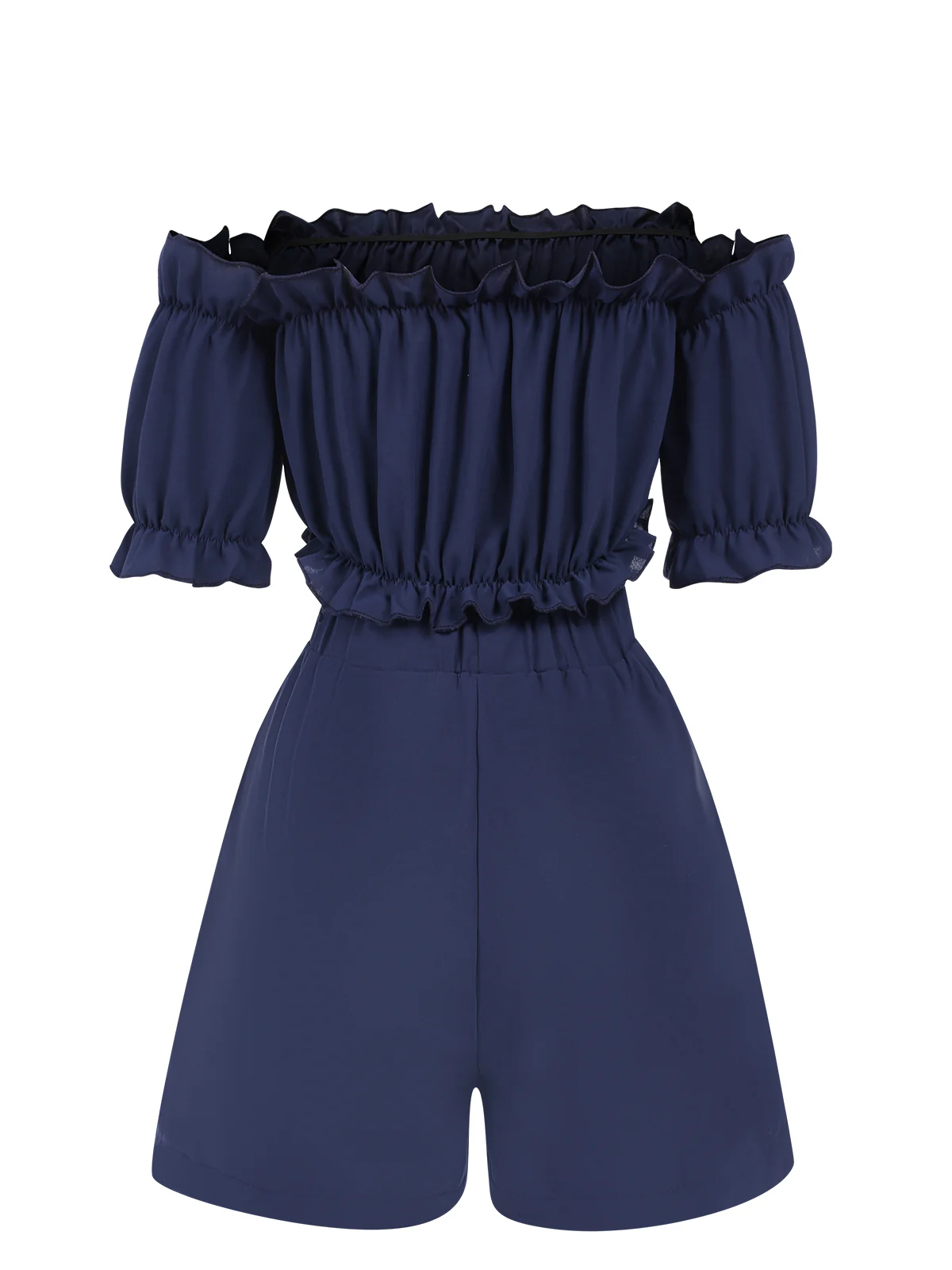 2PCS Blue 1950s Strapless Smocked Top & Shorts - Image 2