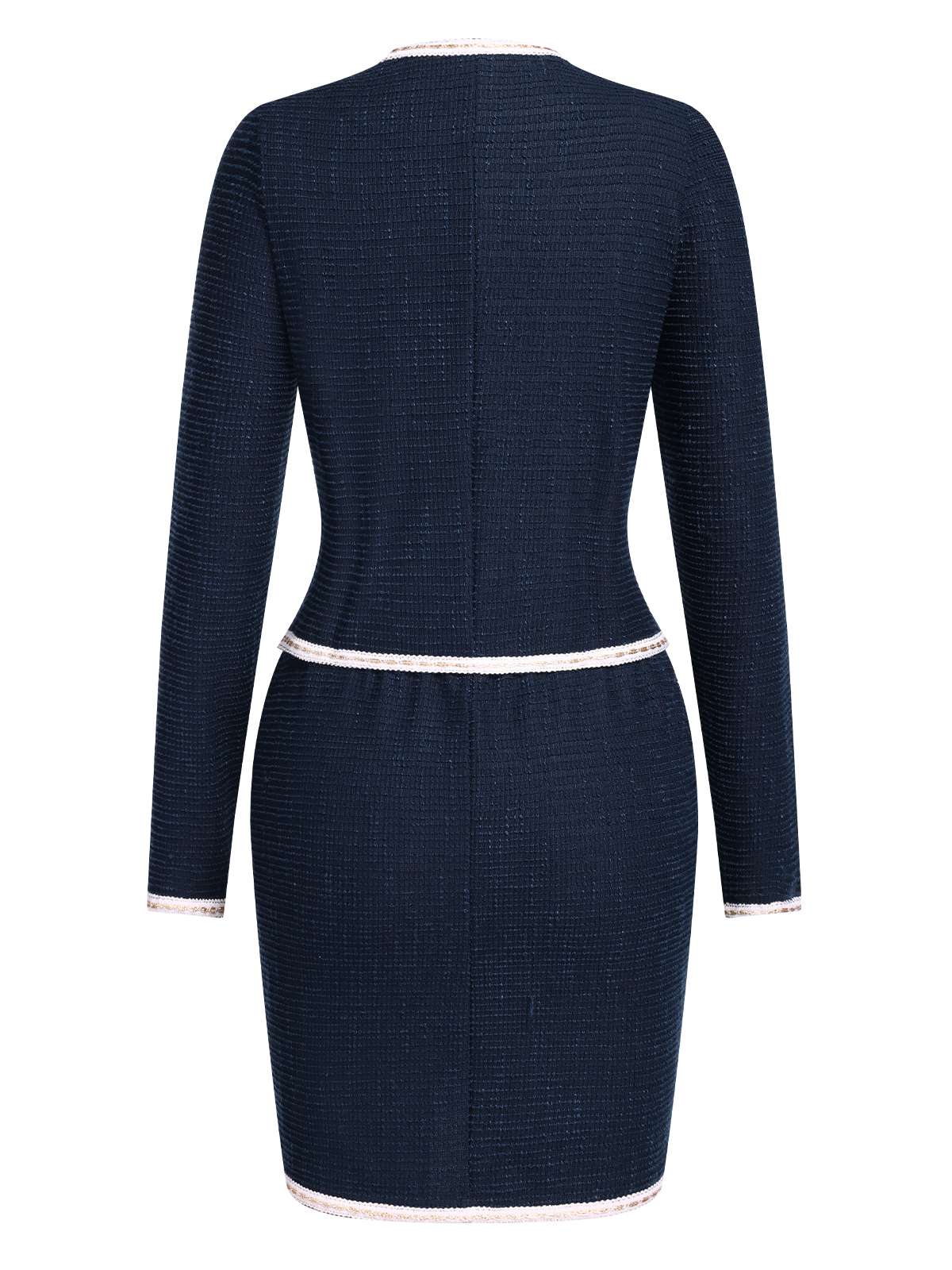 2PCS Blue 1960s Contrast Short Coat & Pencil Skirt - Image 3