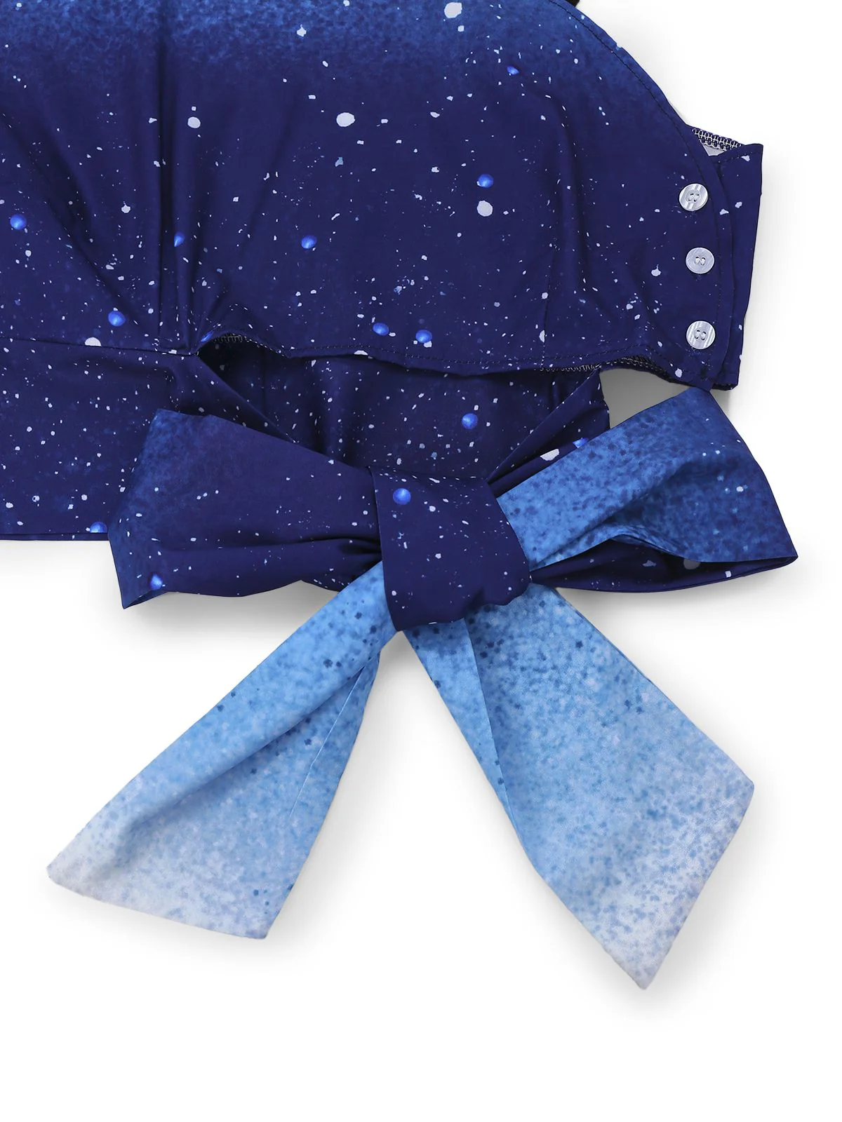 2PCS Blue 1970s Gradient Glitter Top & Pants Set - Image 5