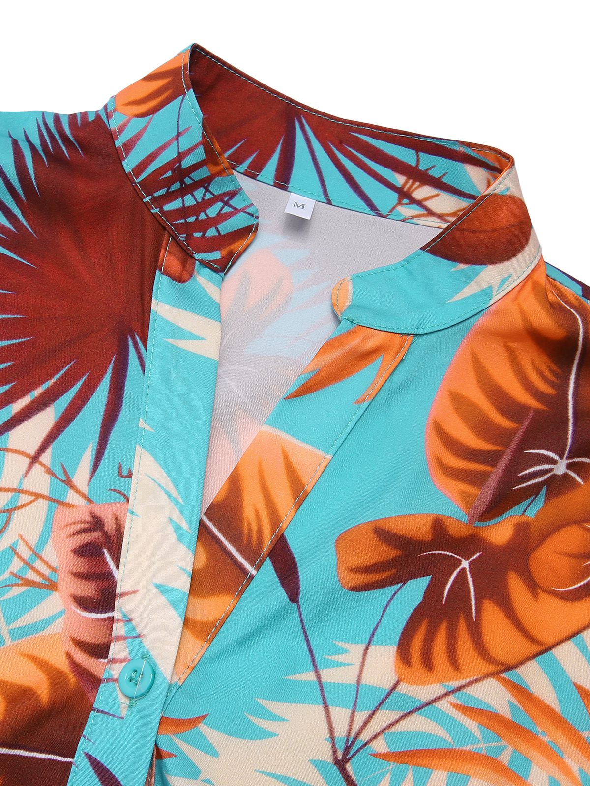 2PCS Blue 1970s Tropical Blouse & Shorts With Belt - Image 5