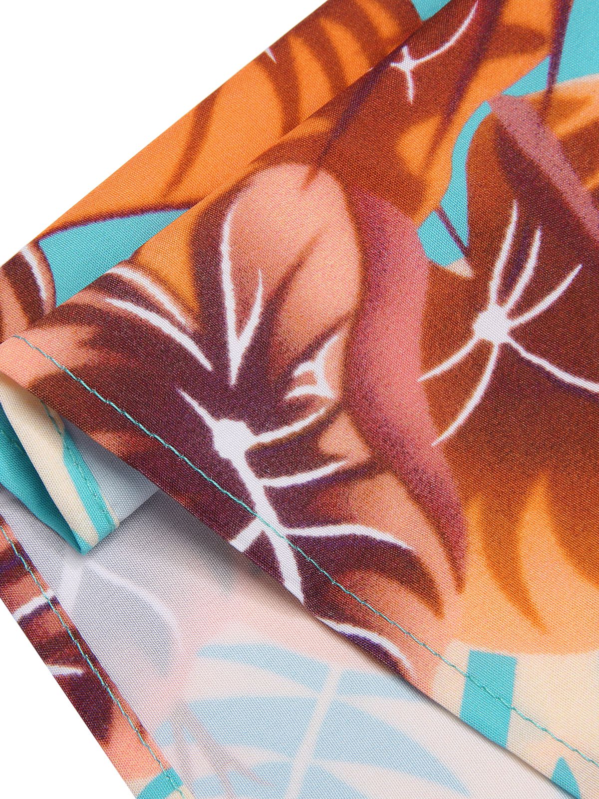 2PCS Blue 1970s Tropical Blouse & Shorts With Belt - Image 6