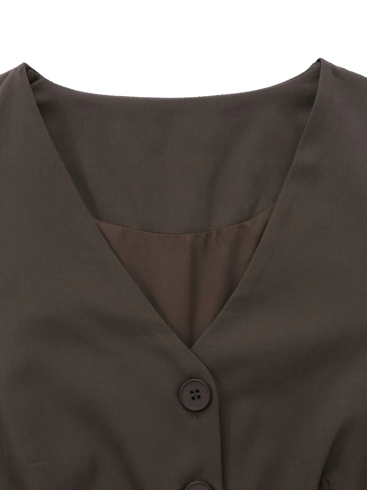 2PCS Brown 1940s Sleeveless Vest & Pleated Midi Skirt - Image 4