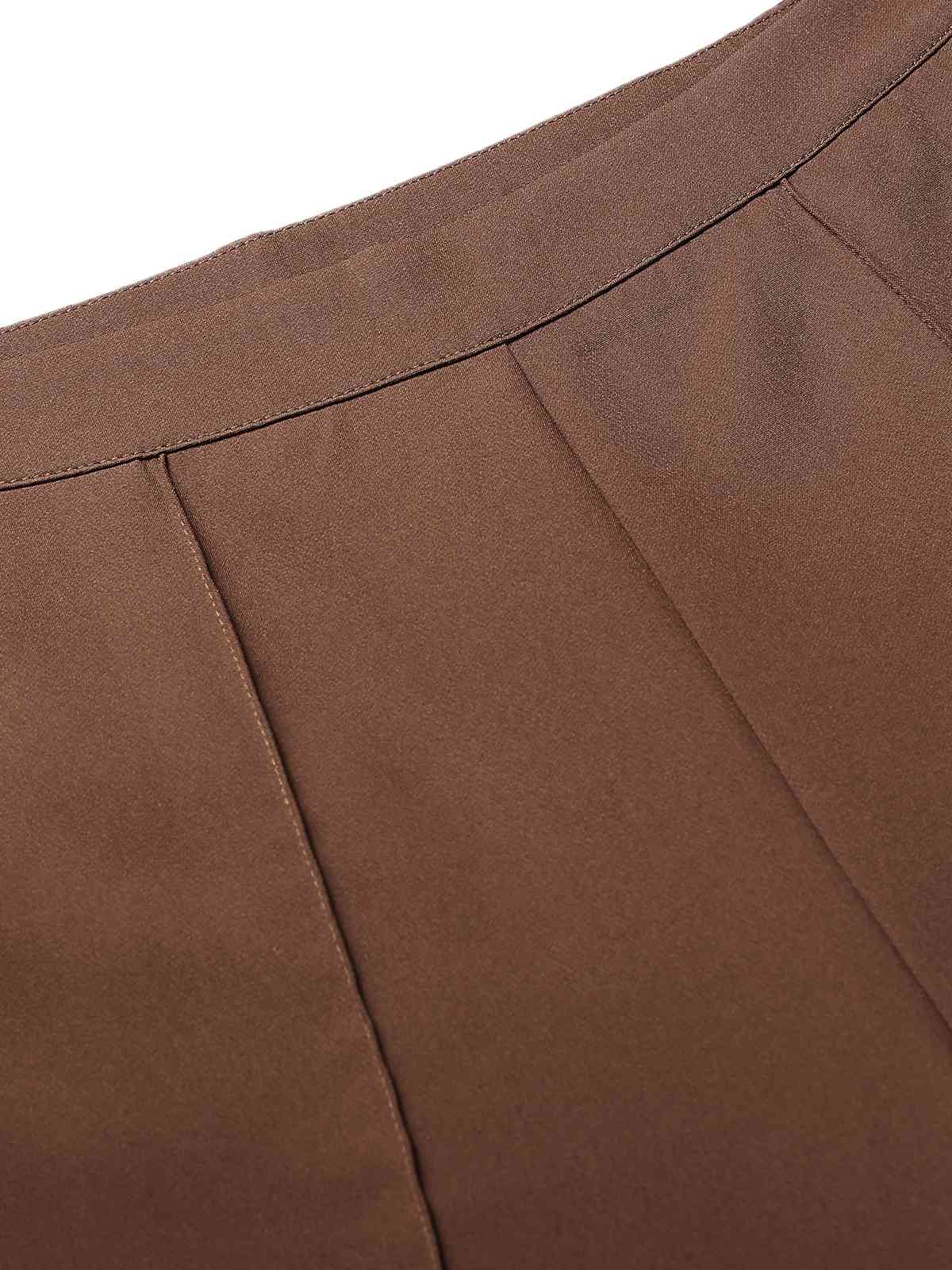 2PCS Brown 1960s Lace-up Blazer Coat & Pants Suit Set - Image 11