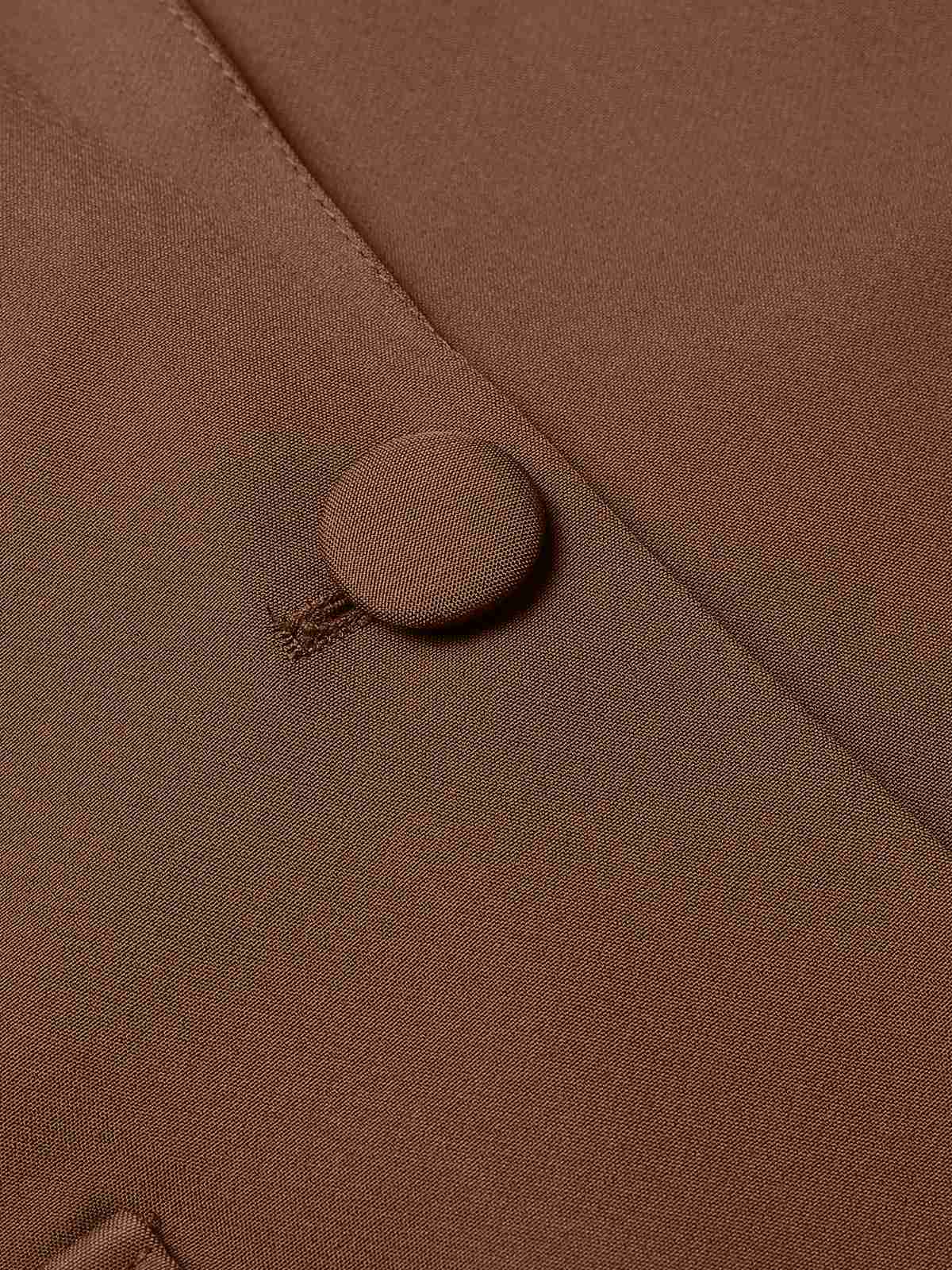 2PCS Brown 1960s Lace-up Blazer Coat & Pants Suit Set - Image 13