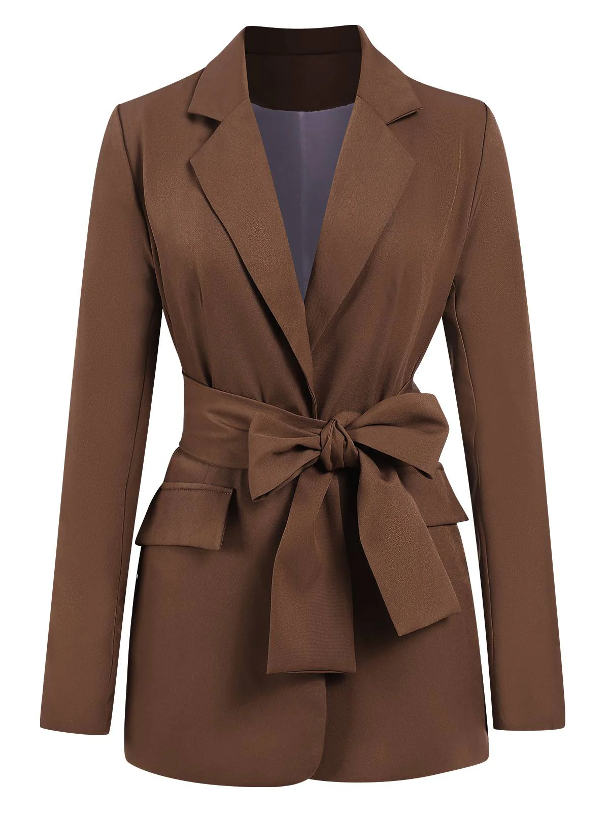2PCS Brown 1960s Lace-up Blazer Coat & Pants Suit Set - Image 5