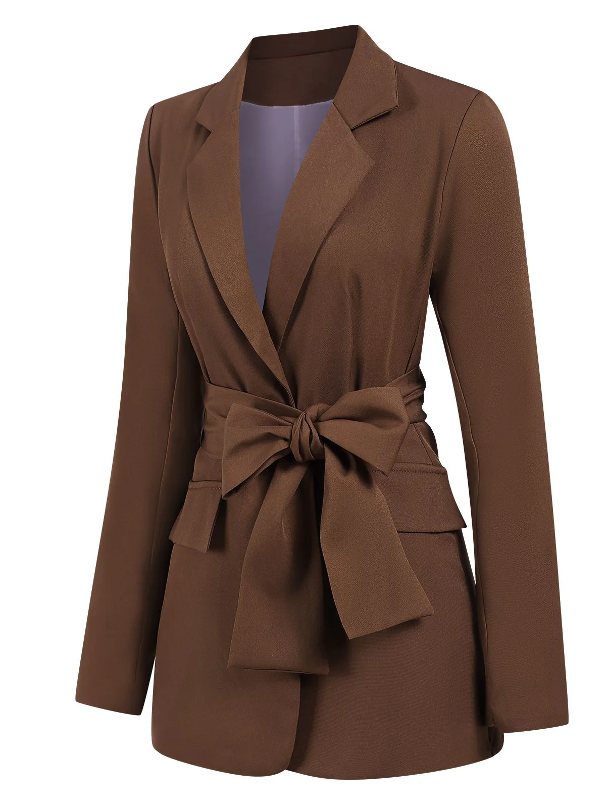 2PCS Brown 1960s Lace-up Blazer Coat & Pants Suit Set - Image 7