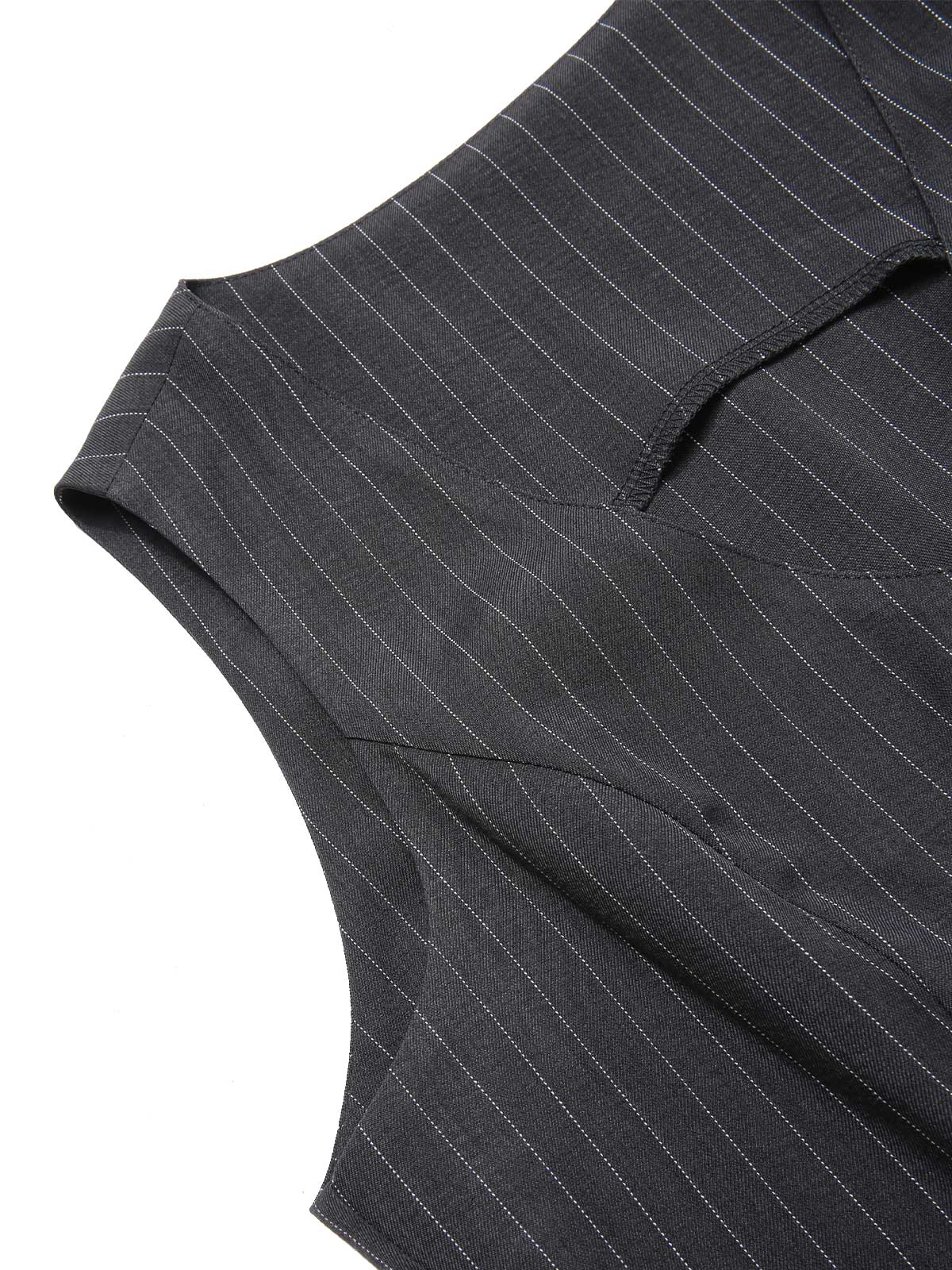 2PCS Dark Gray 1960s Pinstripes Top & Pleated Skirt - Image 9