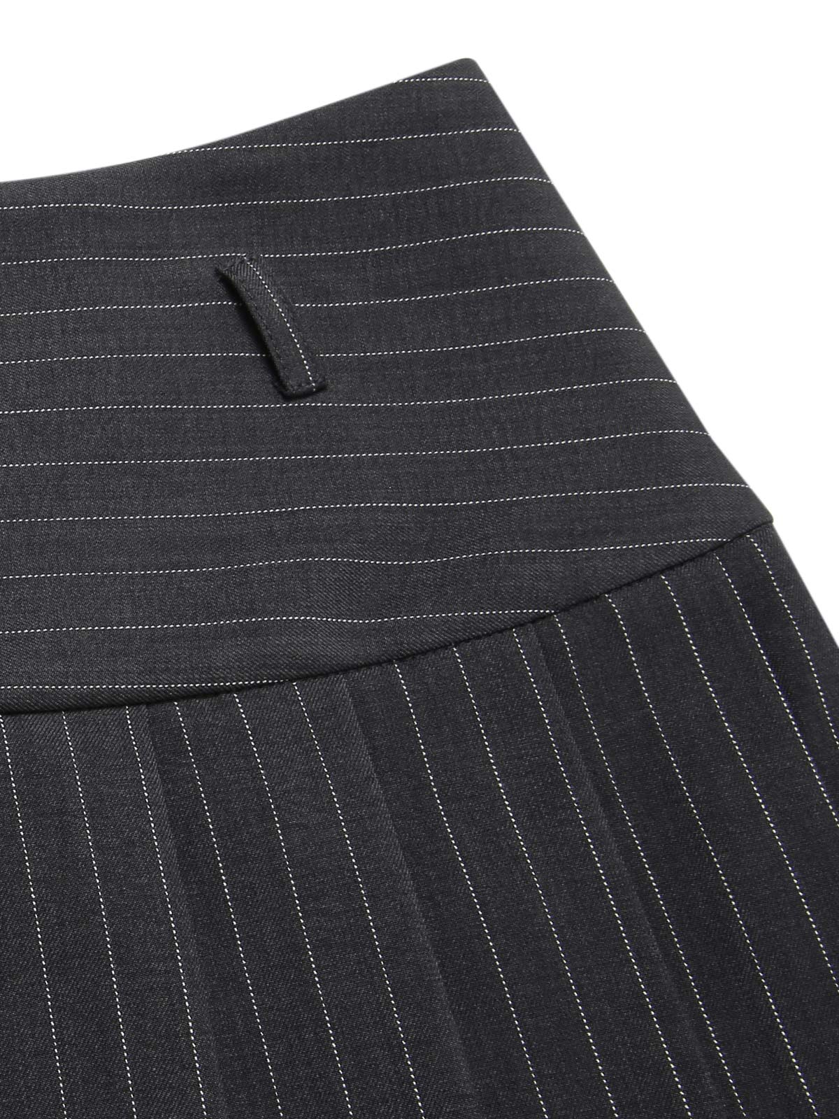 2PCS Dark Gray 1960s Pinstripes Top & Pleated Skirt - Image 13