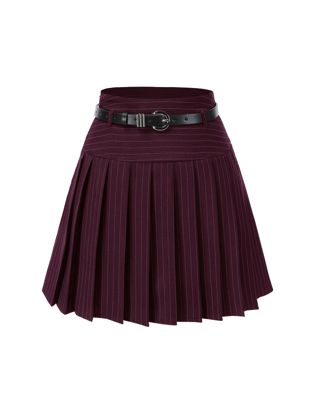 2PCS Dark Gray 1960s Pinstripes Top & Pleated Skirt - Image 18