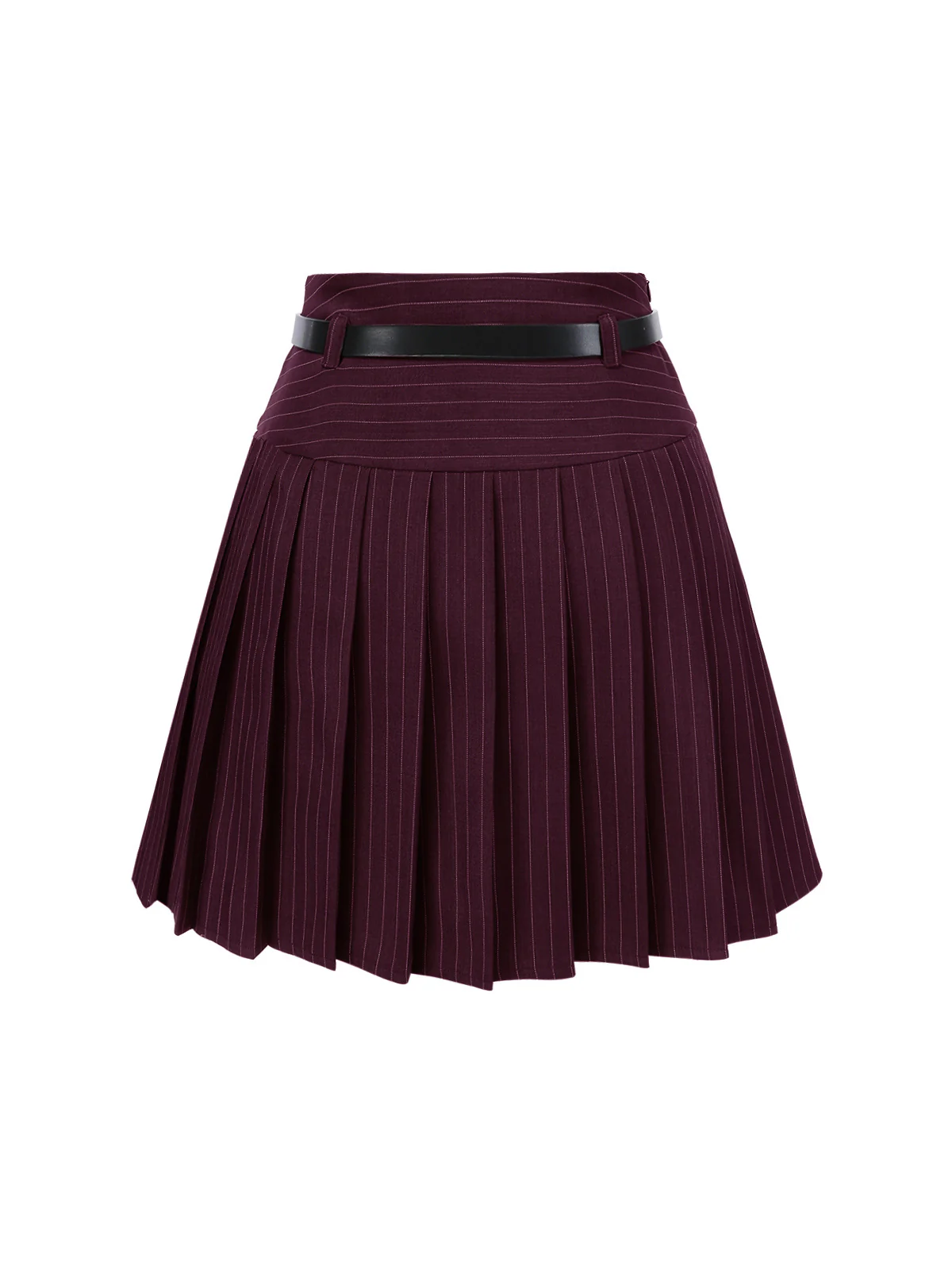 2PCS Dark Gray 1960s Pinstripes Top & Pleated Skirt - Image 19
