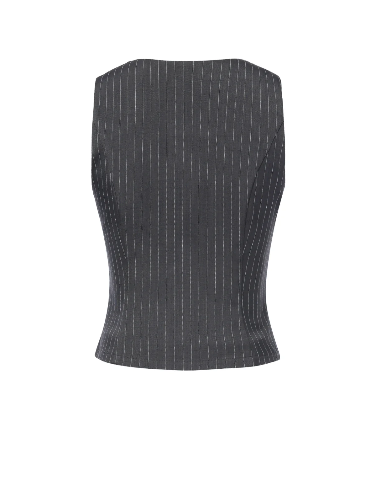 2PCS Dark Gray 1960s Pinstripes Top & Pleated Skirt - Image 8