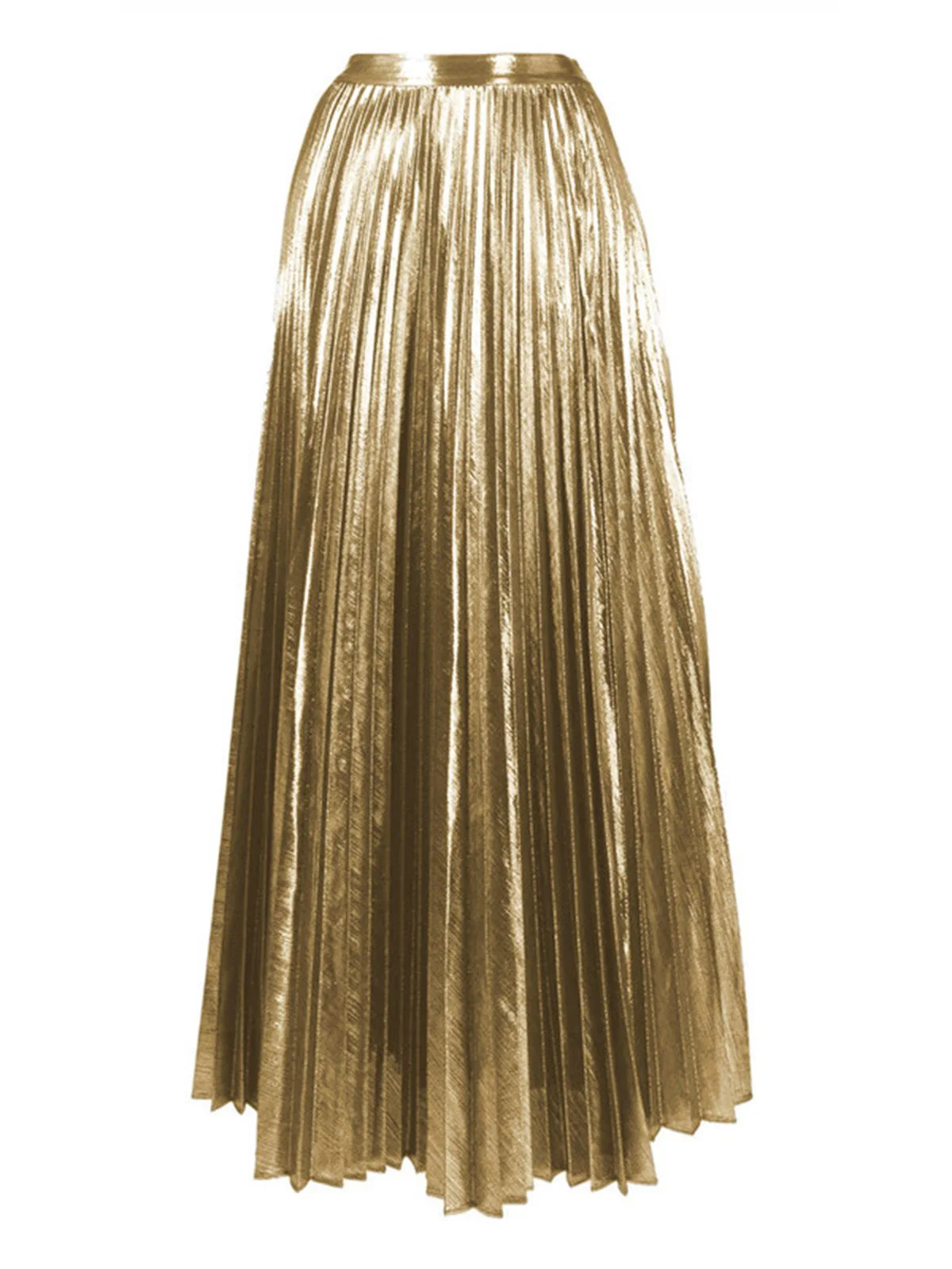 2PCS Gold 1950s Metallic One-Piece Swimsuit & Pleated Cover-Up - Image 6