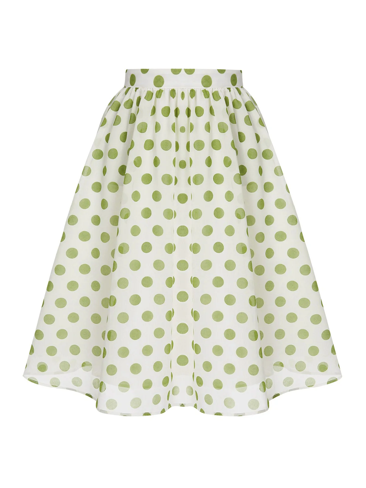2PCS Green 1940s Buttons Shirt & Polka Dots Skirt - Image 6