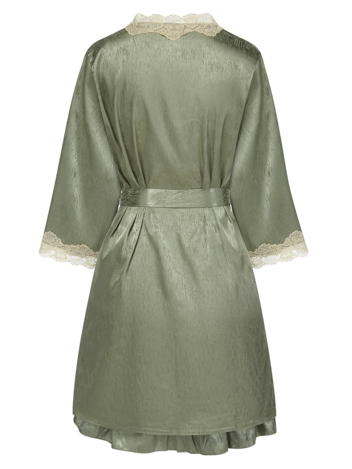 2PCS Green 1950s Guipure Lace Nightgown & Robe - Image 2