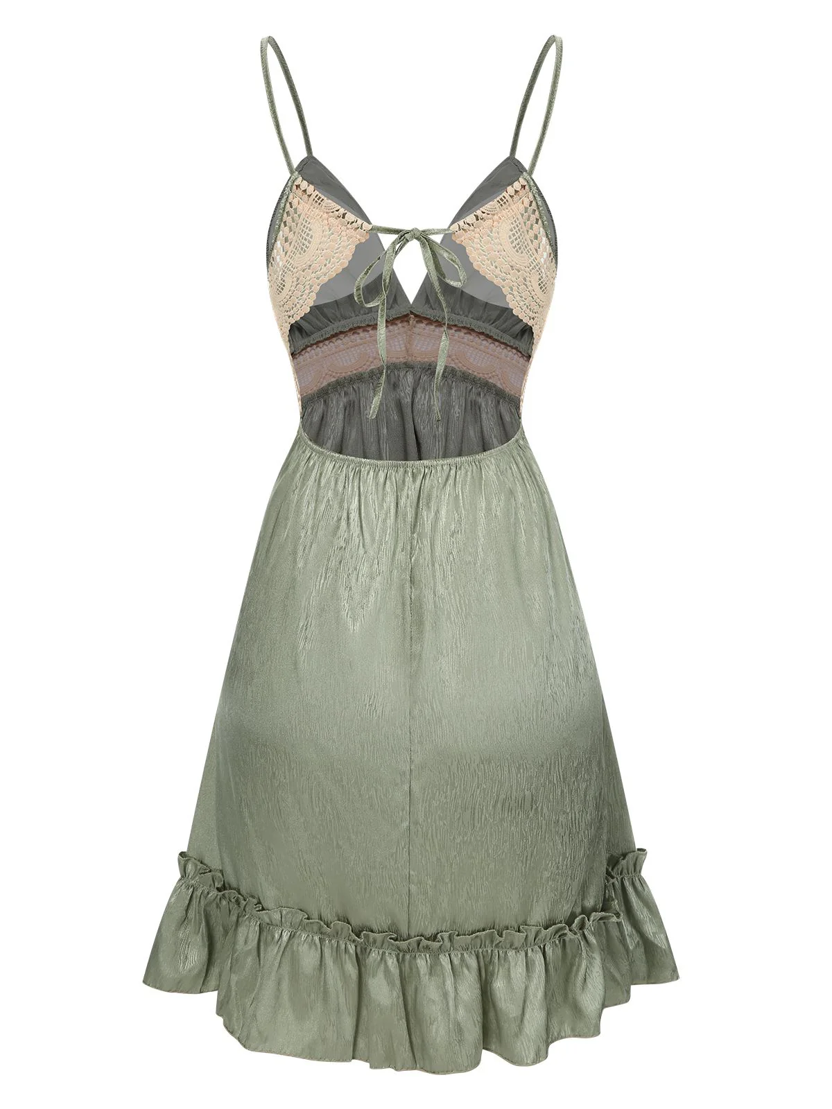 2PCS Green 1950s Guipure Lace Nightgown & Robe - Image 6