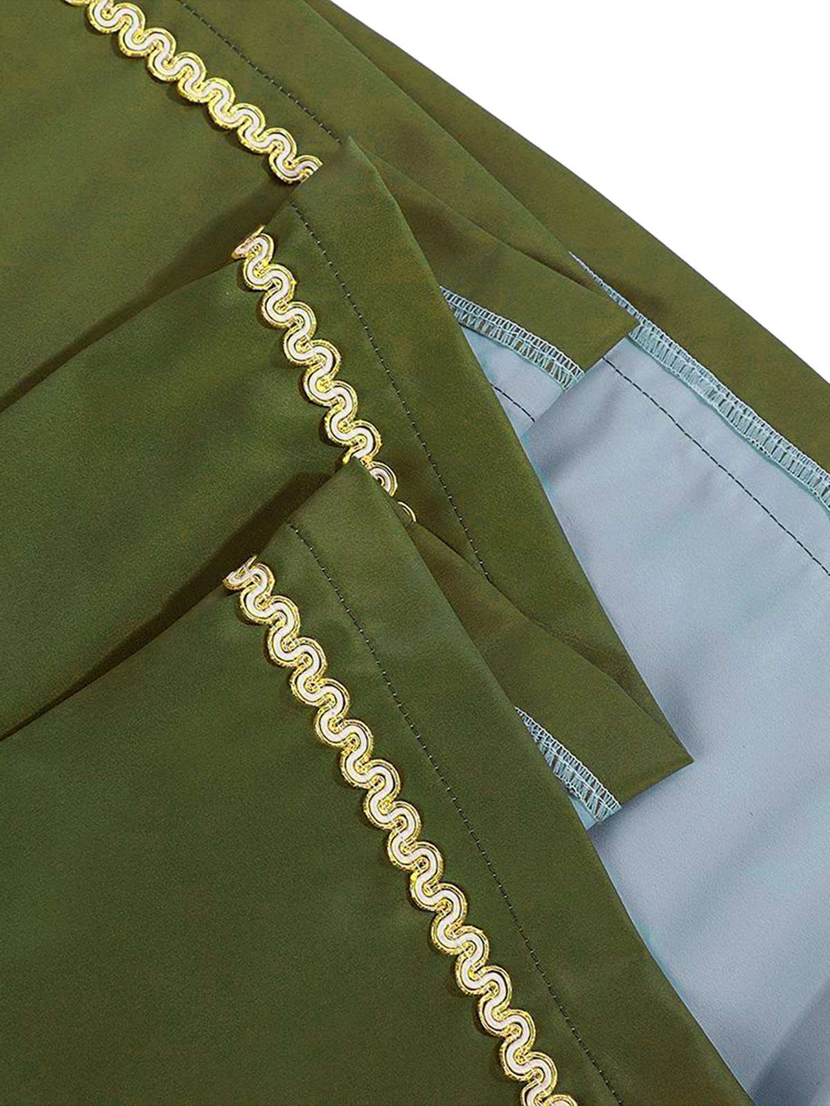 2PCS Green 1950s Ribbon Floral Dress & Embroidered Apron - Image 4