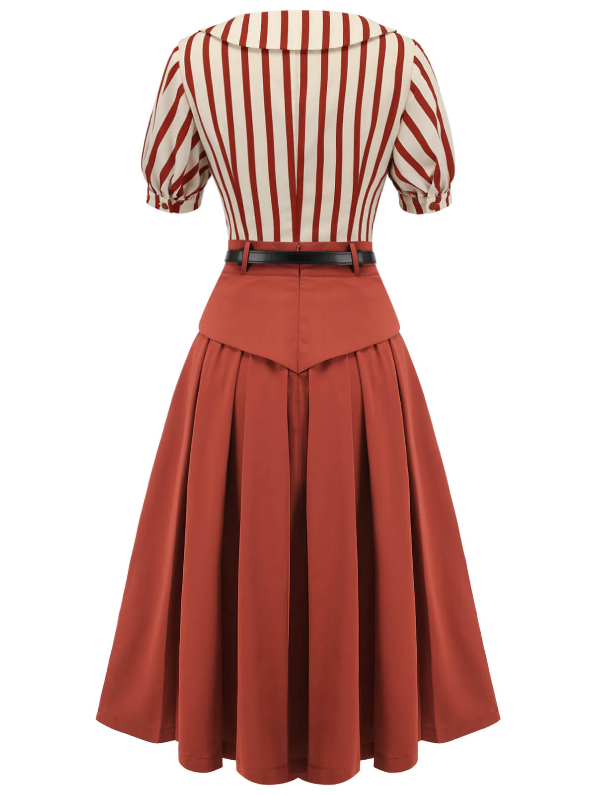 2PCS Green 1950s Striped Blouse & Pleated Skirt - Image 6