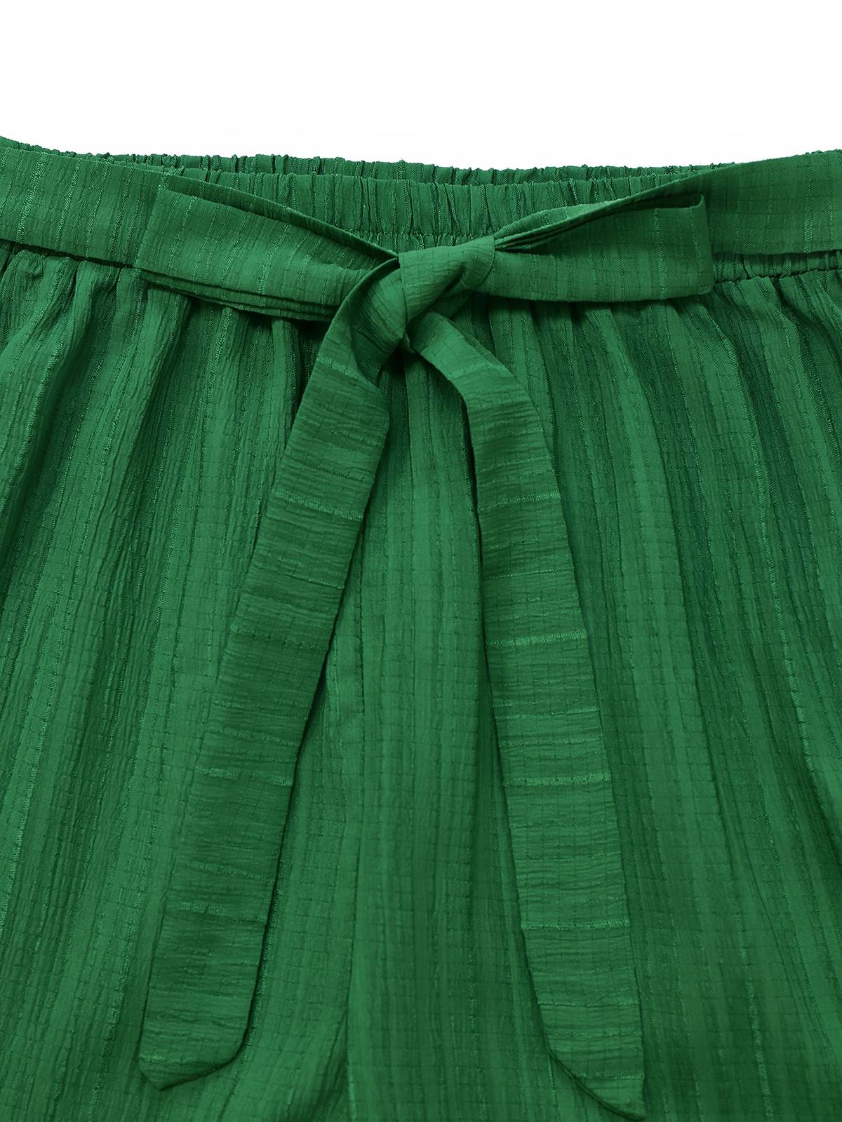 2PCS Green 1950s Tropical Plants Halter Top & Textured Pants - Image 5