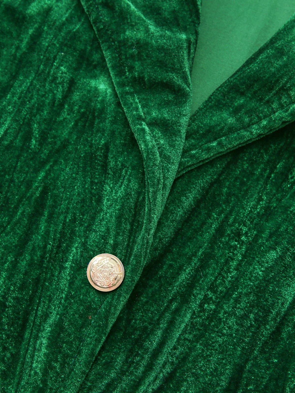 2PCS Green 1980s Solid Pleated Flannelette Blazer & Wide-Leg Pants - Image 4