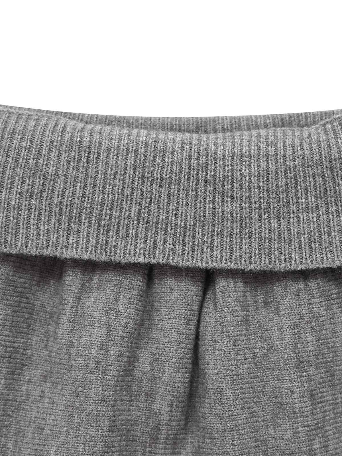 2PCS Grey 1960s Knitted V-Neck Top & Skirt - Image 4