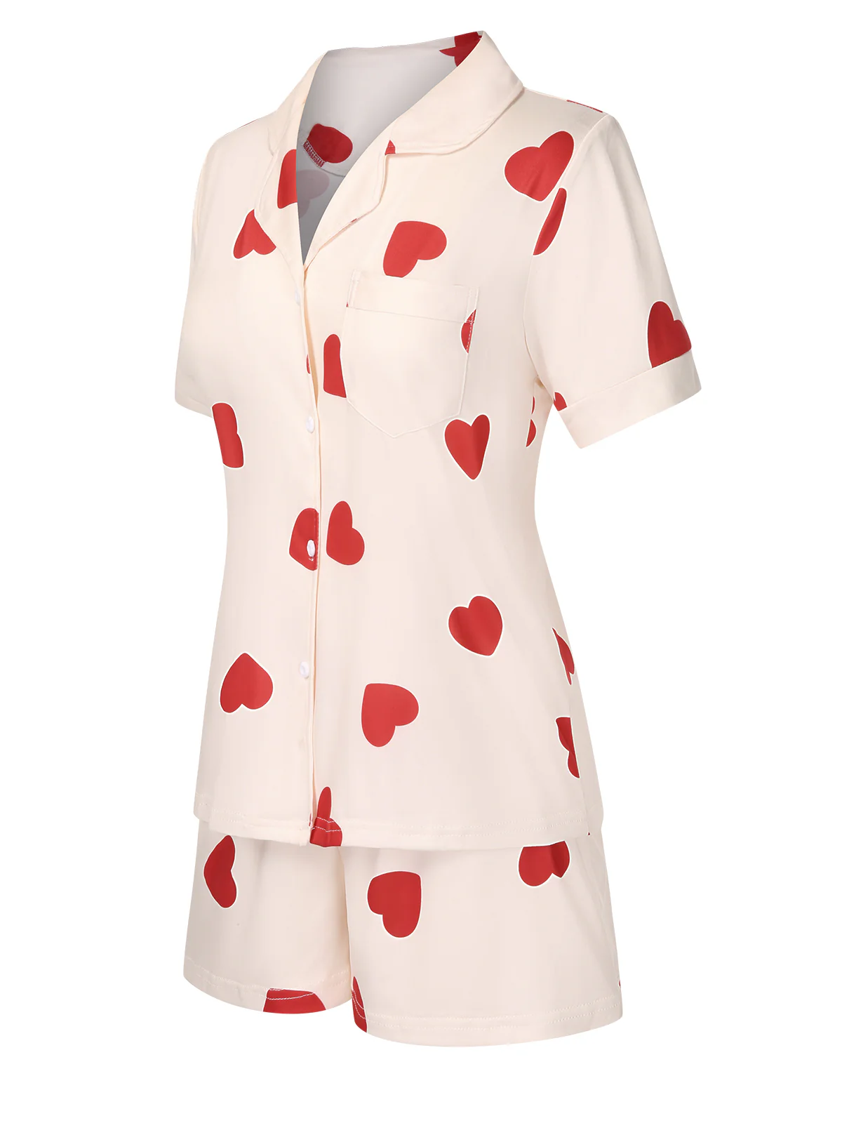 2PCS Heart Short-Sleeved Shirt Shorts Pajamas - Image 4