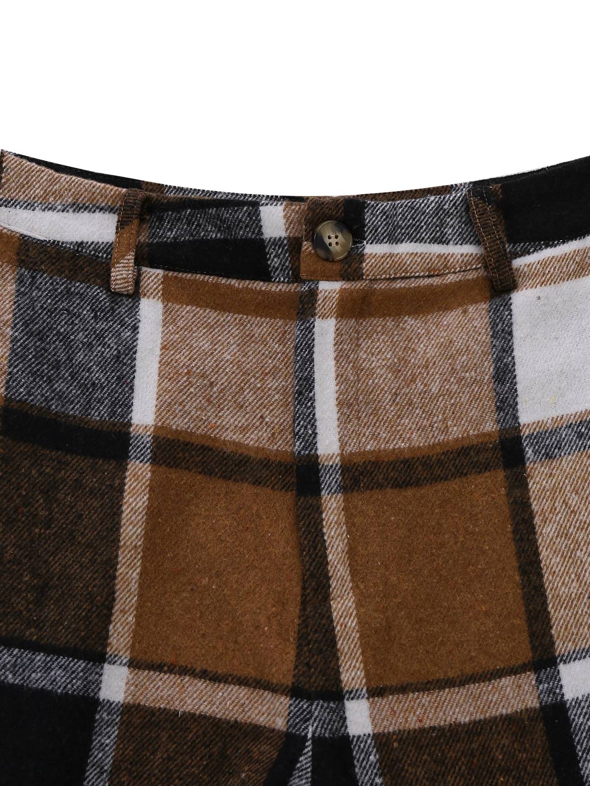 2PCS Khaki 1950s Faux Wool Plaid Sleeveless Vest & Pants - Image 6