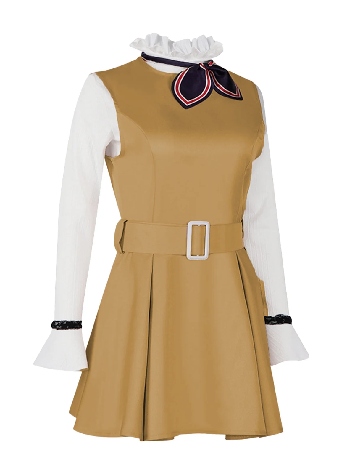 2PCS Khaki 1960s Ruffle Collar Megan's Costume Set - Image 2