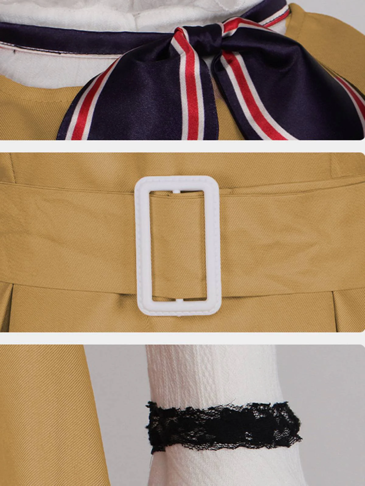 2PCS Khaki 1960s Ruffle Collar Megan's Costume Set - Image 5