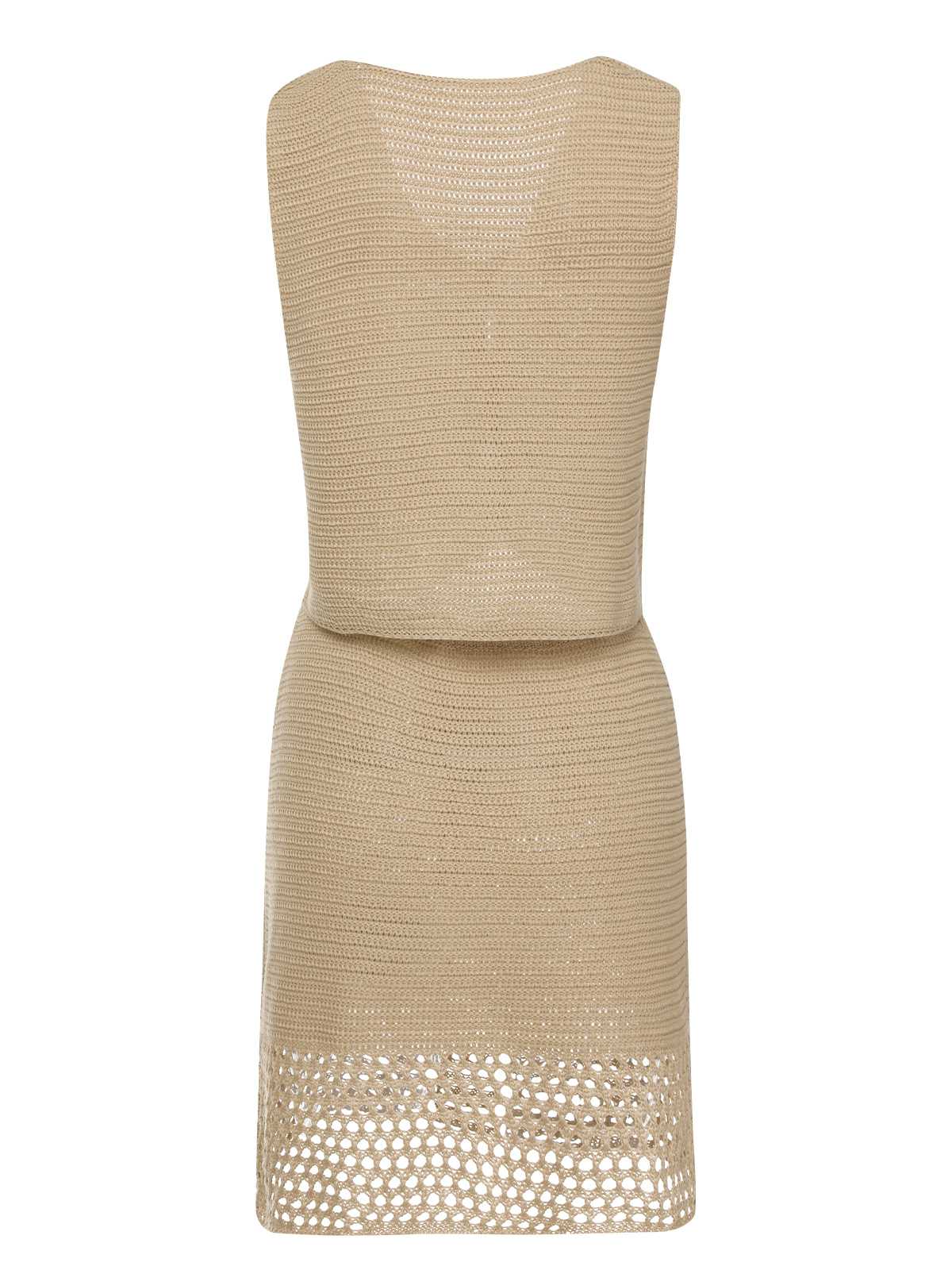 2PCS Khaki 1960s V-Neck Solid Vest & Skirt - Image 3