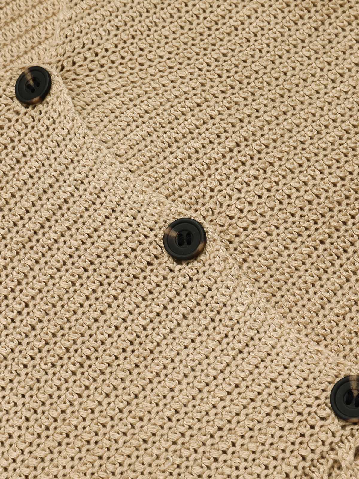 2PCS Khaki 1960s V-Neck Solid Vest & Skirt - Image 4