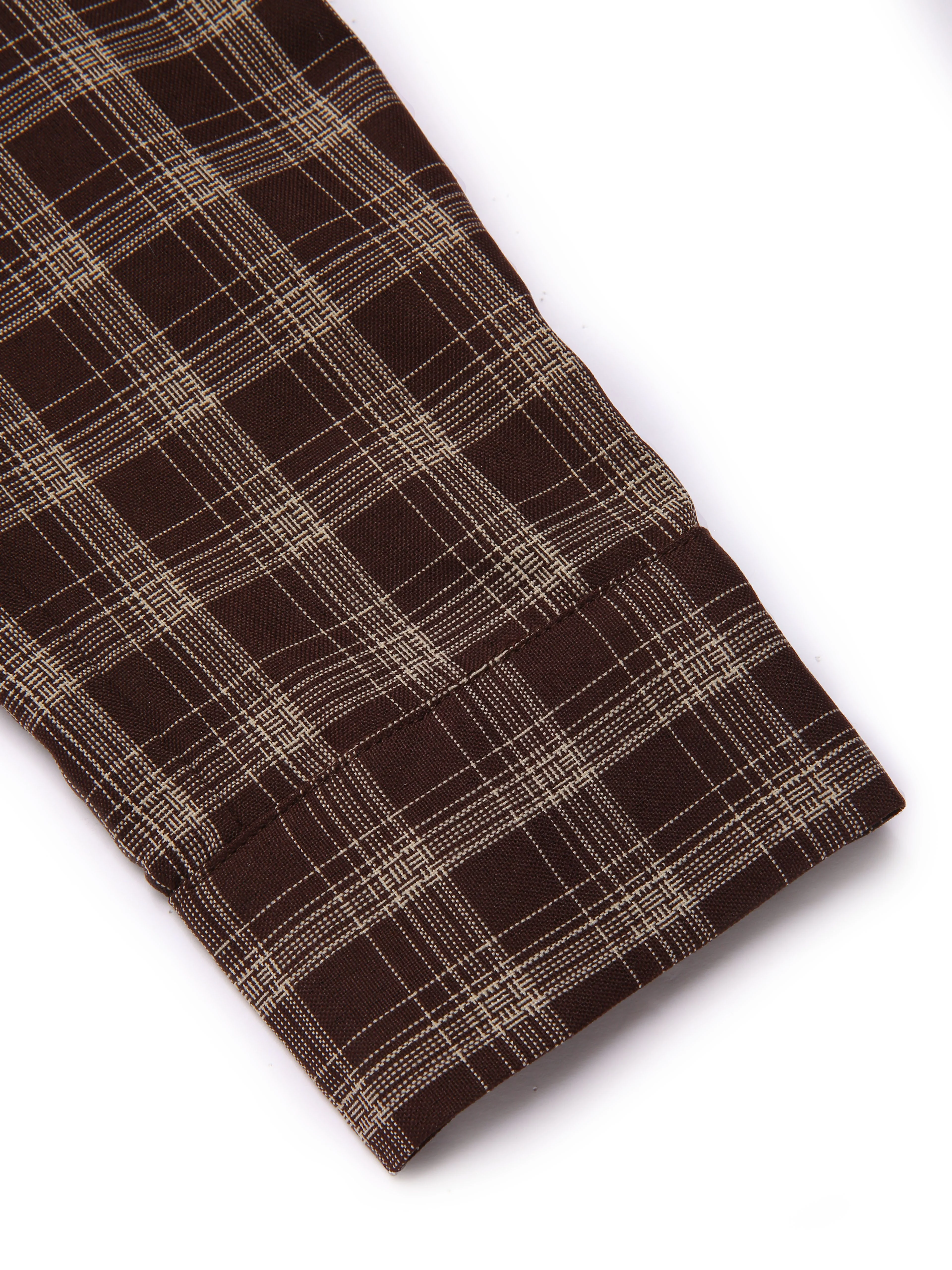 2PCS Khaki & Brown 1960s Plaid Patchwork Jacket & Pleated Skirt - Image 10