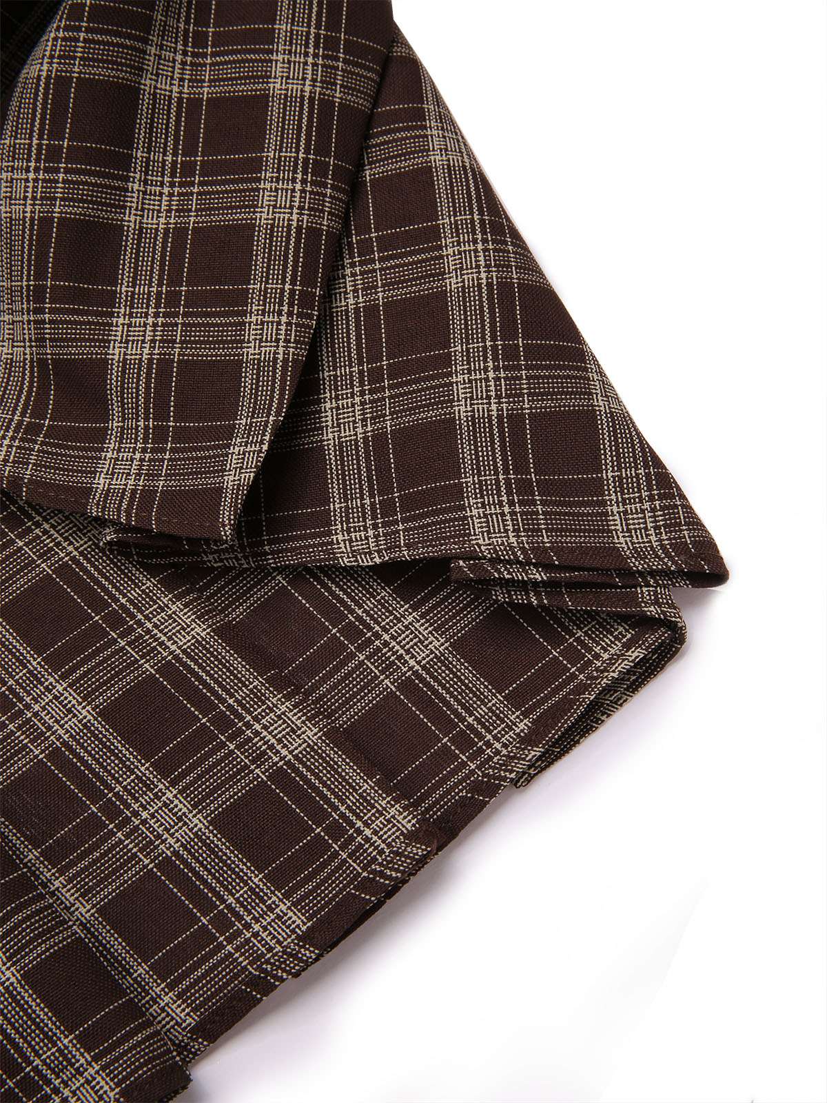 Brown 1960s Plaid Patchwork Belted Pleated Skirt - Image 7