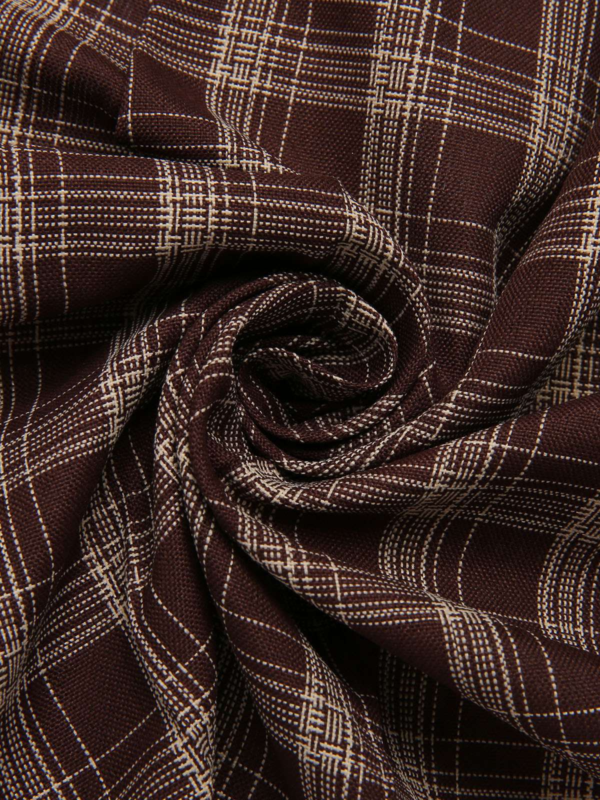 Brown 1960s Plaid Patchwork Belted Pleated Skirt - Image 8