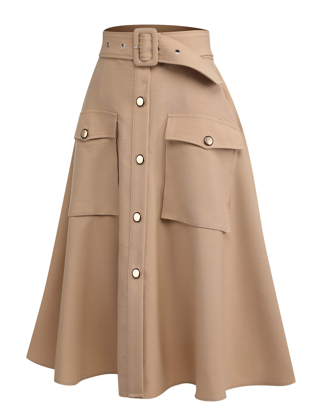 2PCS Leopard Lapel Romper & Khaki Skirt - Image 16