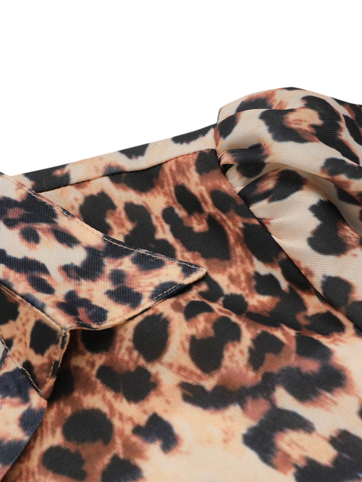 2PCS 1950s Leopard Lapel Romper & Khaki Skirt - Image 10