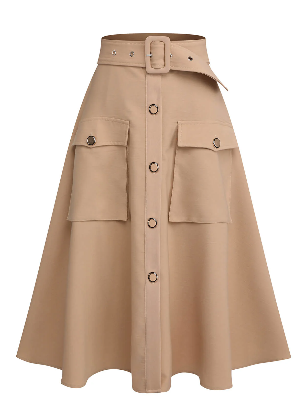 2PCS 1950s Leopard Lapel Romper & Khaki Skirt - Image 11