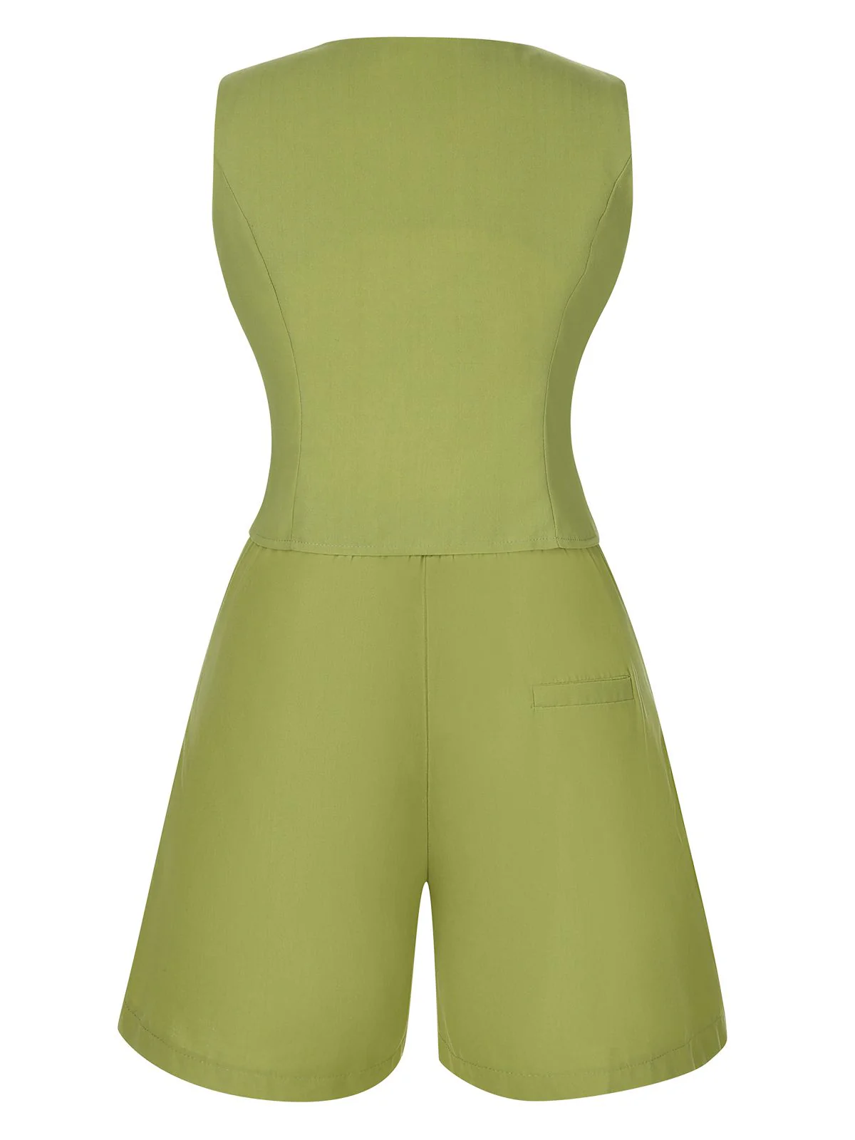 2PCS Light Green 1950s Solid Top & Shorts - Image 3