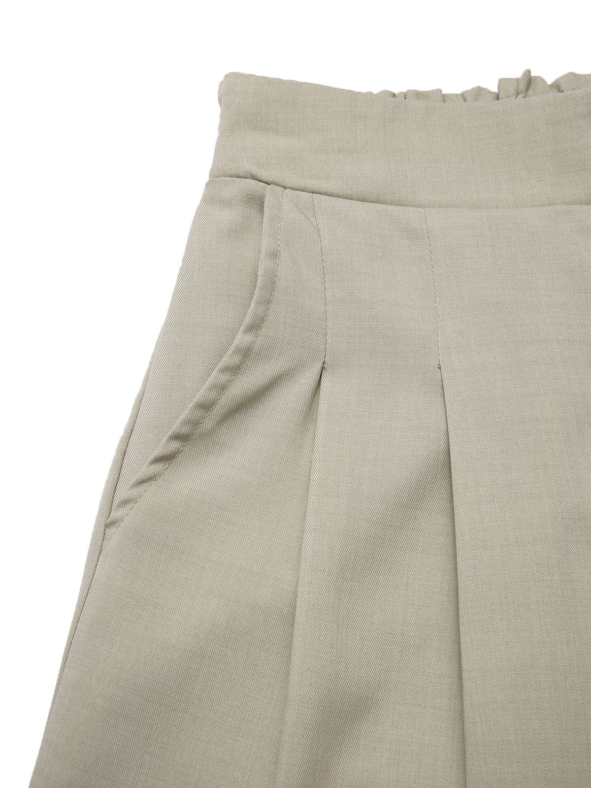 2PCS Light Khaki 1950s Solid V-Neck Vest & Shorts - Image 3