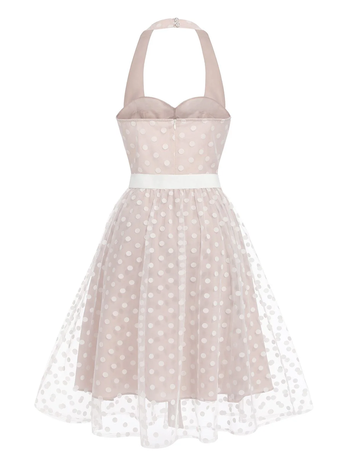 Light Pink 1950s Halter Romper & Polka Dots Skirt - Image 5
