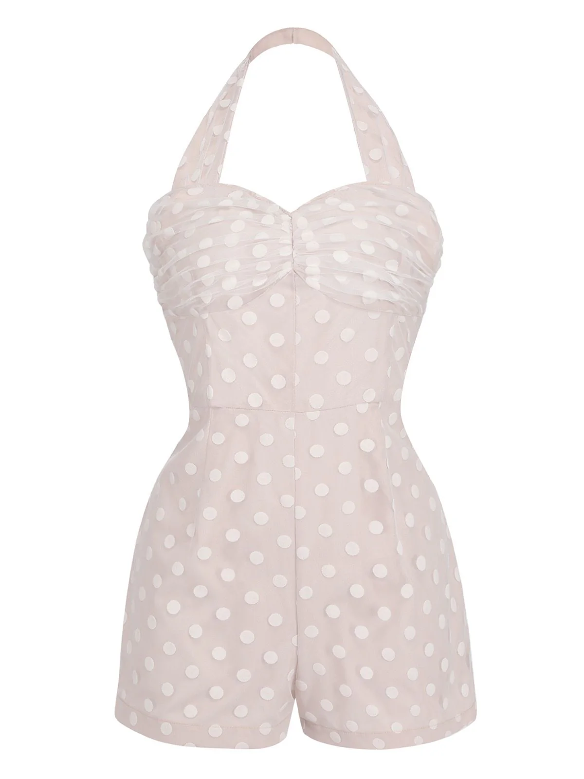 Light Pink 1950s Halter Romper & Polka Dots Skirt - Image 7
