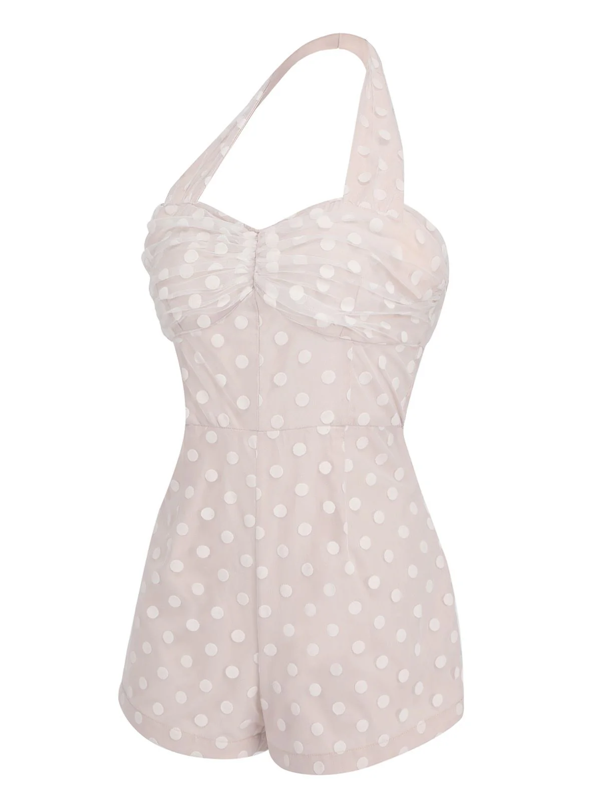 Light Pink 1950s Halter Romper & Polka Dots Skirt - Image 8