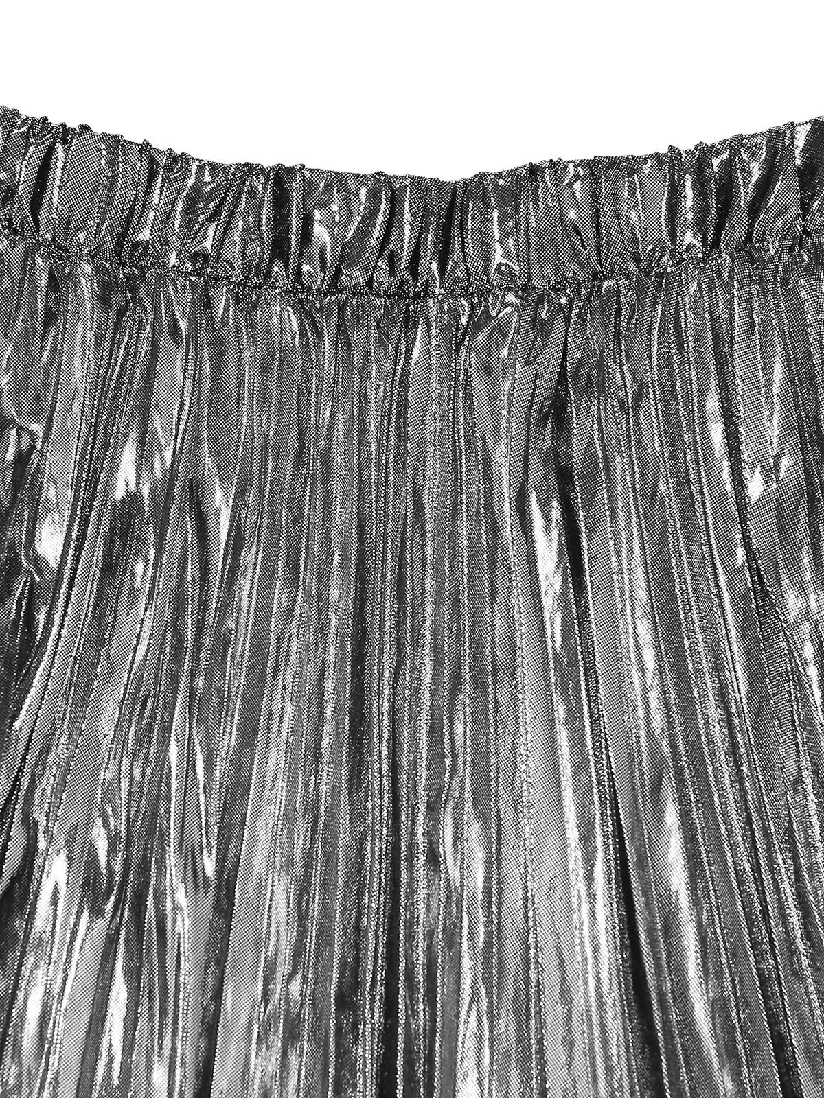 2PCS Metallic 1980s Pleated Cut-Out Swimsuit & Cover-Up - Image 12