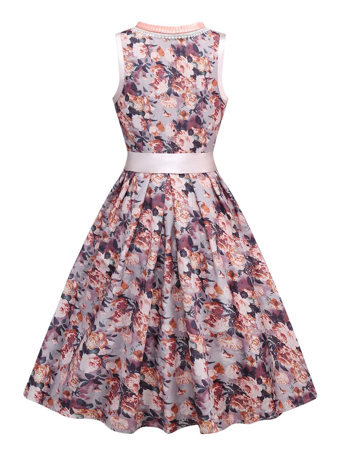 2PCS Multicolor 1950s Floral Dirndl Dress & Apron - Image 2